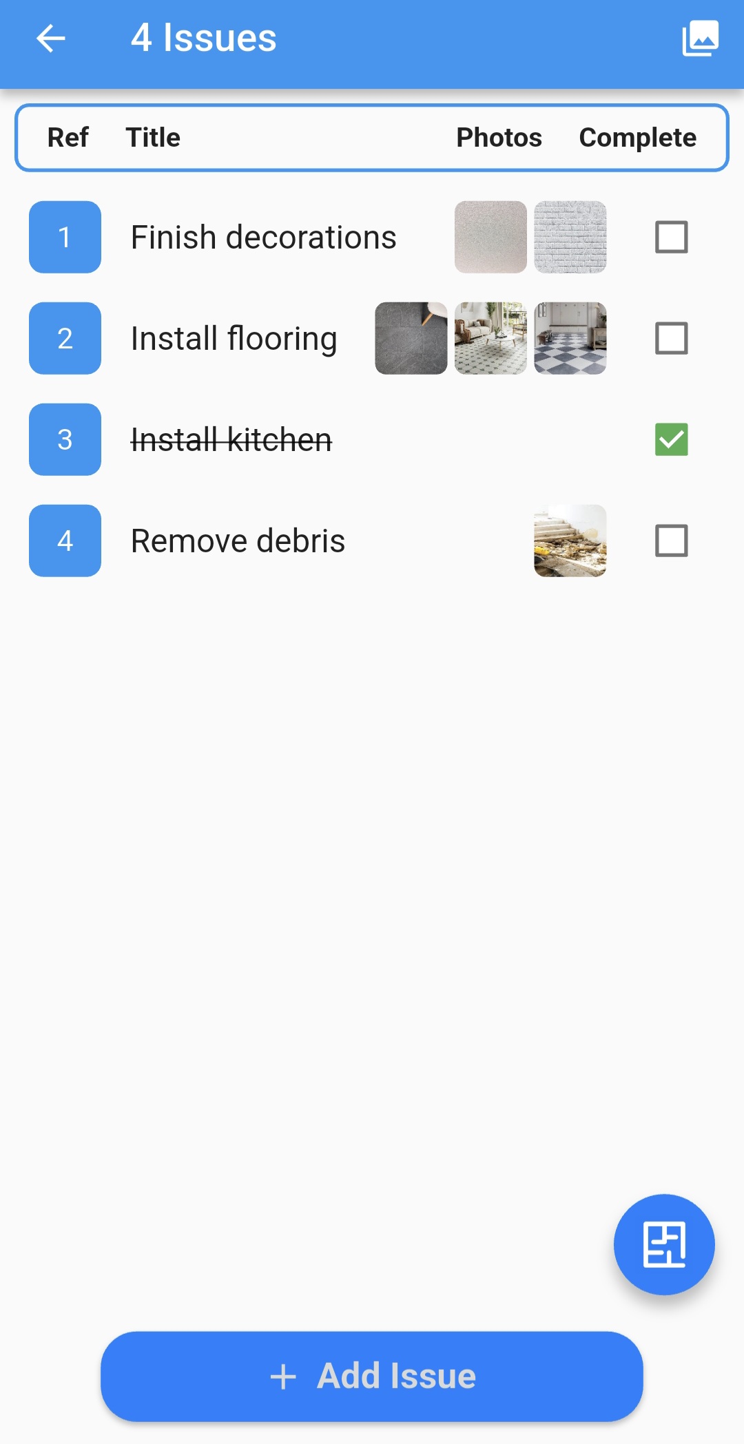 Progress tracking screen